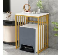 Estantería para Robot Aspirador, Mueble de 2 Niveles, Mesa Auxiliar Moderna de Metal, Mesita de Noche para Salón, Dormitorio, Baño, Balcón(Gold/White,55 * 90cm/21.6 * 35.4")