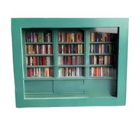 Estantería para temores, estantería contra miedos, estantería en miniatura de madera, vitrina de libros en miniatura con 200 libros en miniatura, estantería para los amantes de los libros y ansiosos