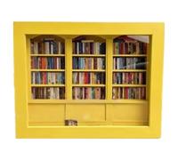Estantería para temores, estantería contra miedos, estantería en miniatura de madera, vitrina de libros en miniatura con 200 libros en miniatura, estantería para los amantes de los libros y ansiosos