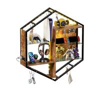 Estanteria Pared Avec LED RVB Multicolore,Étagère Vitrine Murale Flottante Avec 2 Cloisons Réglables en Verre,Station de Charge,Tablero Perforado, Gaming Estantes Flotantes con Gancho,89x100x20cm