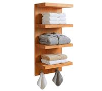 Estantería pared colgante madera nogal flotante baño cocina toallero diseño