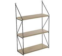ESTANTERIA PARED MADERA HAYA/METAL NEGRO_42X15X66CM
