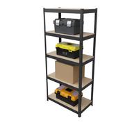 Estantería Pesada Relaxdays, HxBxT 180x60x30 cm, 500 kg, 5 estantes, para sótano, Montaje a presión, Negra