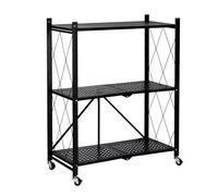 Estantería Plegable de Metal con Ruedas | Mueble Organizador con 3 estantes Resistentes y Estructura Reforzada | Diseño portátil, fácil de Montar y versátil para Cocina, Oficina, Garaje o Dormitorio
