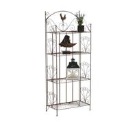 CLP Estantería Plegable MIA de Hierro, con 4 estantes, Estilo rústico, Color:Antiguo marrón