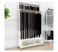 Estantería portátil con ruedas para cinturones, con estructura de hierro, para exhibir corbatas, ropa interior y calcetines, con cesta inferior, ideal para tiendas de regalos y ropa(White,70x30x156cm)