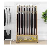Estantería portátil con ruedas para cinturones, con estructura de hierro, para exhibir corbatas, ropa interior y calcetines, con cesta inferior, ideal para tiendas de regalos y ropa(Gold,70x30x156cm)