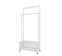 Estantería portátil con ruedas para cinturones, con estructura de hierro, para exhibir corbatas, ropa interior y calcetines, con cesta inferior, ideal para tiendas de regalos y ropa(White,70x30x156cm)