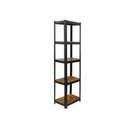 Estantería Relaxdays, HBT: 180x40x40 cm, 5 estantes Abiertos, 300 kg, Industrial, Auxiliar Oficina/sótano, marrón/Negro