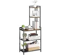 Estantería Rinconera de 5 Niveles, 30x60x141CM, Diseño Industrial Rústico con Estructura Metálica, Librería Esquinera con Baldas de Madera, para Salón, Dormitorio, Cocina (Marrón, 30x60x141 CM)