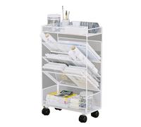 Estantería rodante, estantería móvil sobre ruedas, carrito de almacenamiento compacto de escritorio, estante de metal, estante de exhibición de esquina, organizador de papel para espacios estrechos