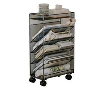 Estantería rodante, estantería móvil sobre ruedas, carrito de almacenamiento compacto de escritorio, estante de metal, estante de exhibición de esquina, organizador de papel para espacios estrechos