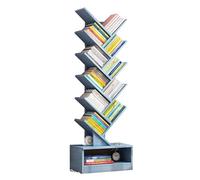 Estantería rústica de árbol con armario para sala de estar, oficina en casa, estante de almacenamiento de pie para libros, CDs, plantas, estantes organizadores de utilidad