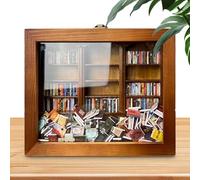 Estantería sensorial, juguete de estantería antiestrés,Pequeña estantería de madera Fidget Decor | 3D que sacude la vitrina del libro, agitada miniatura de la sacudida del estante para libros para tra