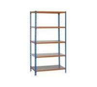 SimonRack Estanteria Metalica, 2000x1000x500 mm, 5 Baldas, 180 kg de Punto Flexión, Estantería Almacenaje, Sin tornillos, Azul/Naranja/Galva - Simonclick