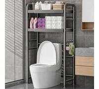 Estantería sobre Inodoro de Metal con 2 Baldas Ajustable Y Retráctil Tubería de Mayor Diámetro Estante de Baño de Doble Capa,Ideal para Baños Y Lavaderos(Gray,Standard Model)