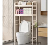 Estantería sobre Inodoro de Metal con 2 Baldas Ajustable Y Retráctil Tubería de Mayor Diámetro Estante de Baño de Doble Capa,Ideal para Baños Y Lavaderos(White,Standard Model)