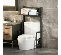 Estantería sobre Inodoro Este Estante de Baño,Fabricado en Acero Al Carbono Y con un Diseño de Fácil Montaje,es Apto para Su Uso en Baños Y Lavaderos(Black,1tier)