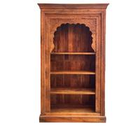 Estantería tallada a mano de madera maciza de teca ? 160 cm, marrón vintage, estantería de pie para salón, pasillo y dormitorio | estantería abierta, separador de habitaciones y estantería de pared