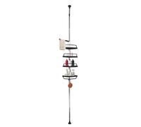 Estantería Telescópica de Baño 276 cm Home - 4 Estantes Ajustables con Ganchos y Colgadores - Sin Taladro - Acero Inoxidable - o Negro