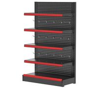 Estantería Tipo Góndola De 5 Estantes Para Venta Minorista, Expositor De Pared, Unidad De Estantería Modular Con 15 Ganchos Para El Hogar, Ajustables Para Uso Comercial(LxH 123x135cm/48x53in)