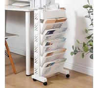 Estantería única extraíble y móvil, Organizador Vertical Estrecho for niños, Estudiantes, Estudio en el Dormitorio, Sala de Estar, hogar, Escuela(6 Levels)