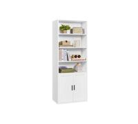 VASAGLE Librería, Estantería Vertical de 6 Niveles, con Puertas, 24 x 60 x 175 cm, para Salón, Estudio, Oficina, Comedor, Blanco Nube LBC402W01