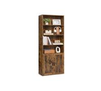 VASAGLE Librería, Estantería Vertical de 6 Niveles, con Puertas, 24 x 60 x 175 cm, para Salón, Estudio, Oficina, Comedor, Marrón Rústico LBC402K01