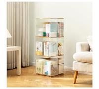 Estantería vertical giratoria de bambú de 360 grados con rayas de madera, estante de exhibición para almacenamiento de pie, estantería giratoria para decoración del hogar y la oficina (3 niveles)