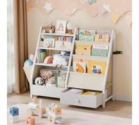 Estantería y almacenamiento de juguetes, estante para libros para habitaciones de niños, estantería para bebé, estantería para guardería, organizador de juguetes Montessori, color blanco