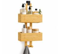 Estantería y cesta de ducha de bambú para baño, sin taladro
