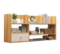 Estantería y estante de exhibición de madera de nogal claro, estante de escritorio multicapa, estante de almacenamiento de oficina con puerta de armario, elegante estantería para decoración del hogar