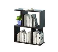 Estantería y estantería para libros, moderna estructura de estantería abierta de 2 niveles, gabinete de almacenamiento para oficina, muebles de sala de estar (color: negro, tamaño: 602467,6 cm)