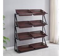 Estanterías comerciales de 4 o 5 Niveles para Frutas y Verduras, Grandes estanterías metálicas para mercados y Tiendas con cestas, estanterías para Productos de Cocina Industrial (marrón, 4