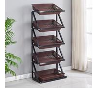 Estanterías comerciales de 4 o 5 Niveles para Frutas y Verduras, Grandes estanterías metálicas para mercados y Tiendas con cestas, estanterías para Productos de Cocina Industrial (marrón, 5