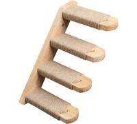 FUKUMARU Estante de Escalada para Gatos Montado en la Pared, Hecho de Madera de Caucho, Escalera de Gato con Rascador de Yute para Gatos, Suministros de Plataforma de Perch. De Izquierda a Derecha