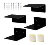 Estantes acrílicos para la pared, 4 unidades soporte multifunción - 10 centímetros autoadhesivo organizador de pared, para almacenamiento dormitorio, cocina, estantería, sala de estar, álbum, baño