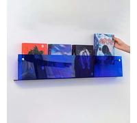 Estantes acrílicos para revistas para pared Revistero de acrílico transparente for montaje en pared, expositor de folletos(Blue,60cm(23 5/8"))