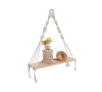 Estantes bohemios de pared de tapiz, estantes de pared bohemios de madera con tapiz, estilo colgante con borlas, cuerda de de algodón para dormitorio, salón, entrada, decoración del hogar