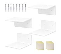 Estantes colgantes acrílicos, 4 piezas organizadores de pared adhesivos transparentes de 4 pulgadas, soporte de pared multifunción para baño, dormitorio, cocina, oficina, sala de estar, exhibición de