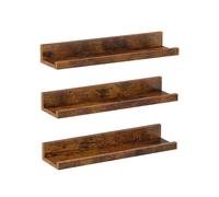 VASAGLE Estantes Colgantes de Pared, Juego de 3, Estantes Flotantes, Ancho 38 cm, con Bordes Altos, para Marcos de Fotos, Decoración, Especias, para Cocina, Sala de Estar, Marrón Rústico LWS037X01