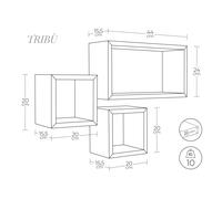 Estantes cúbicos rectangulares de pared Conjunto de 3 pc de elección mod. Tribù