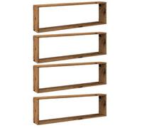 vidaXL Estantes Cubo de Pared 4 uds Madera Envejecida 100x15x30 cm, estantería de Pared, estantería Flotante, Armario de Pared, Estante de Pared