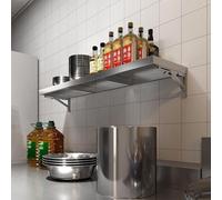 Estantes de acero inoxidable 60cm 80cm 90cm 1m 120cm mesa de comedor plegable, escritorio con hojas abatibles, estante de pared para cocina, catering, almacenamiento, baño(L110xW50cm/L43xW20in)