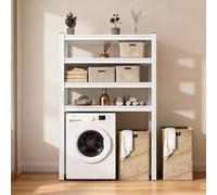 Estantes de almacenamiento de metal pesados, estante ajustable para cocina y estantes sin herramientas y para lavandería, despensa sobre lavadora y secadora, organizador que ahorra espacio (cuarto