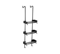 Estantes de almacenamiento para el baño Estante de ducha colgante, organizador de ducha de 3 niveles for sobre la puerta con 8 ganchos, estante de ducha de baño de aluminio sin perforaciones, fácil de