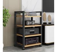 Estantes de almacenamiento para soportes de alta fidelidad, gabinete para soportes de audio y video de 4/5/6 niveles con estante de madera de altura ajustable y ruedas móviles, almacenamiento para c