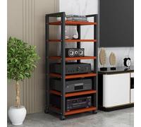Estantes de almacenamiento para soportes de alta fidelidad, gabinete para soportes de audio y video de 4/5/6 niveles con estante de madera de altura ajustable y ruedas móviles, almacenamiento para c