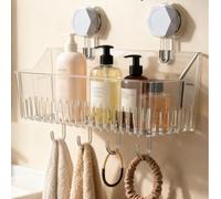 Estantes de baño con succión al vacío sin taladrar con película reutilizable, parte inferior hueca para drenaje de agua y bordes redondeados para mayor seguridad en azulejos, vidrio y superficies