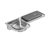 Estantes de baño montados en la pared, moderno organizador de ducha de plástico con cenicero de acero inoxidable, sin taladro, ahorro de espacio, color gris pistola, solución de almacenamiento